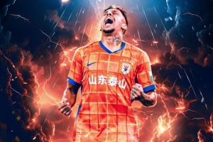 克雷桑社媒晒个人海报，预热今天下午泰山主场迎战津门虎的比赛